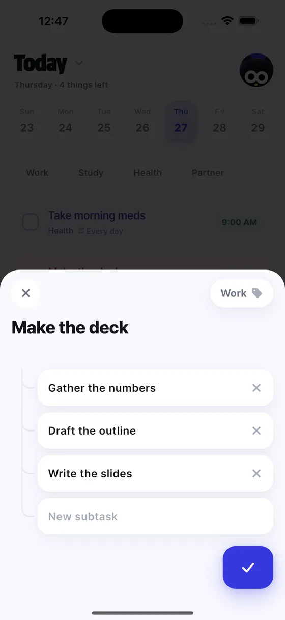 Breaking a task into steps